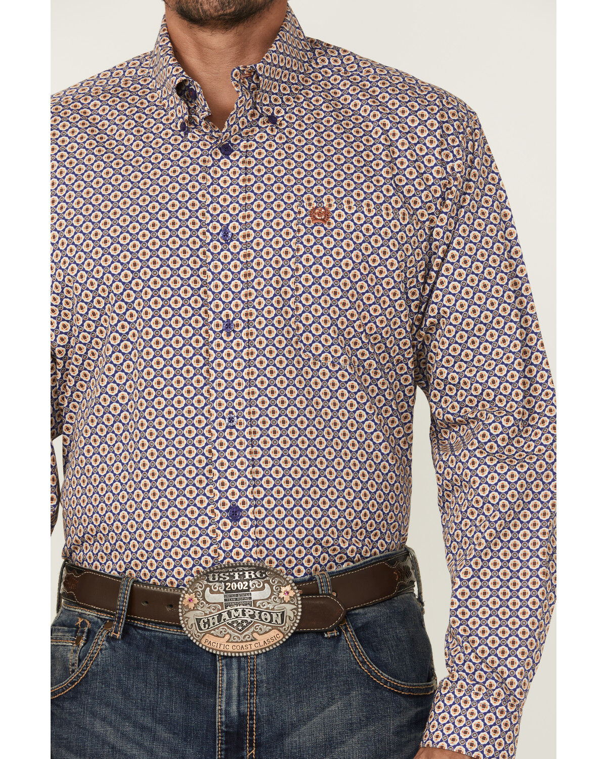 Image #3 - Cinch Men's Floral Geo Print Long Sleeve Button-Down Western Shirt, Purple, hi-res
