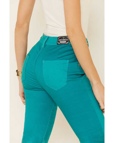 Image #4 - Ranch Dress'n Women's Jade Cowhide Print Super Flare Jeans, Jade, hi-res