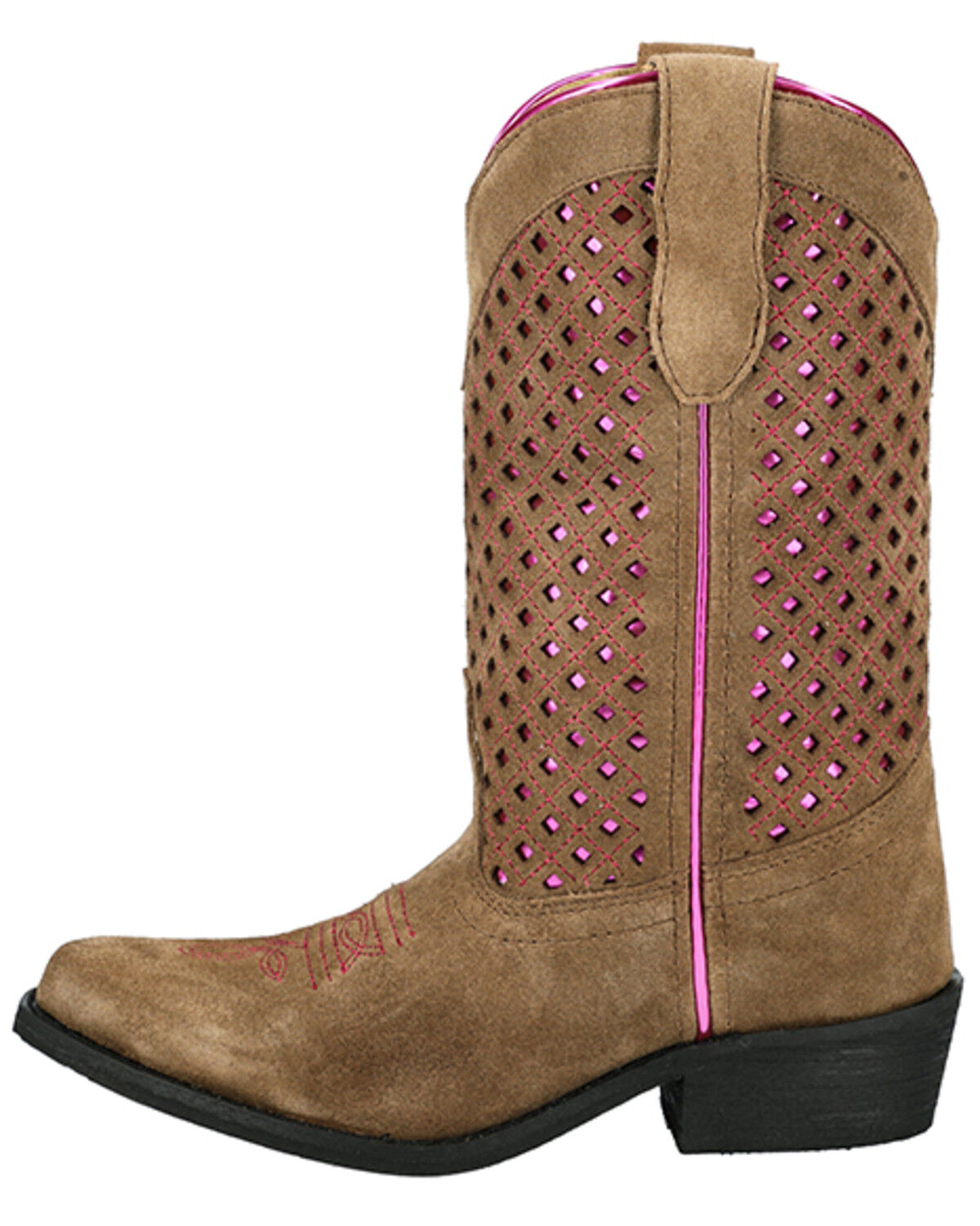 Image #3 - Smoky Mountain Little Girls' Magnolia Metallic Western Boots - Snip Toe, Brown, hi-res