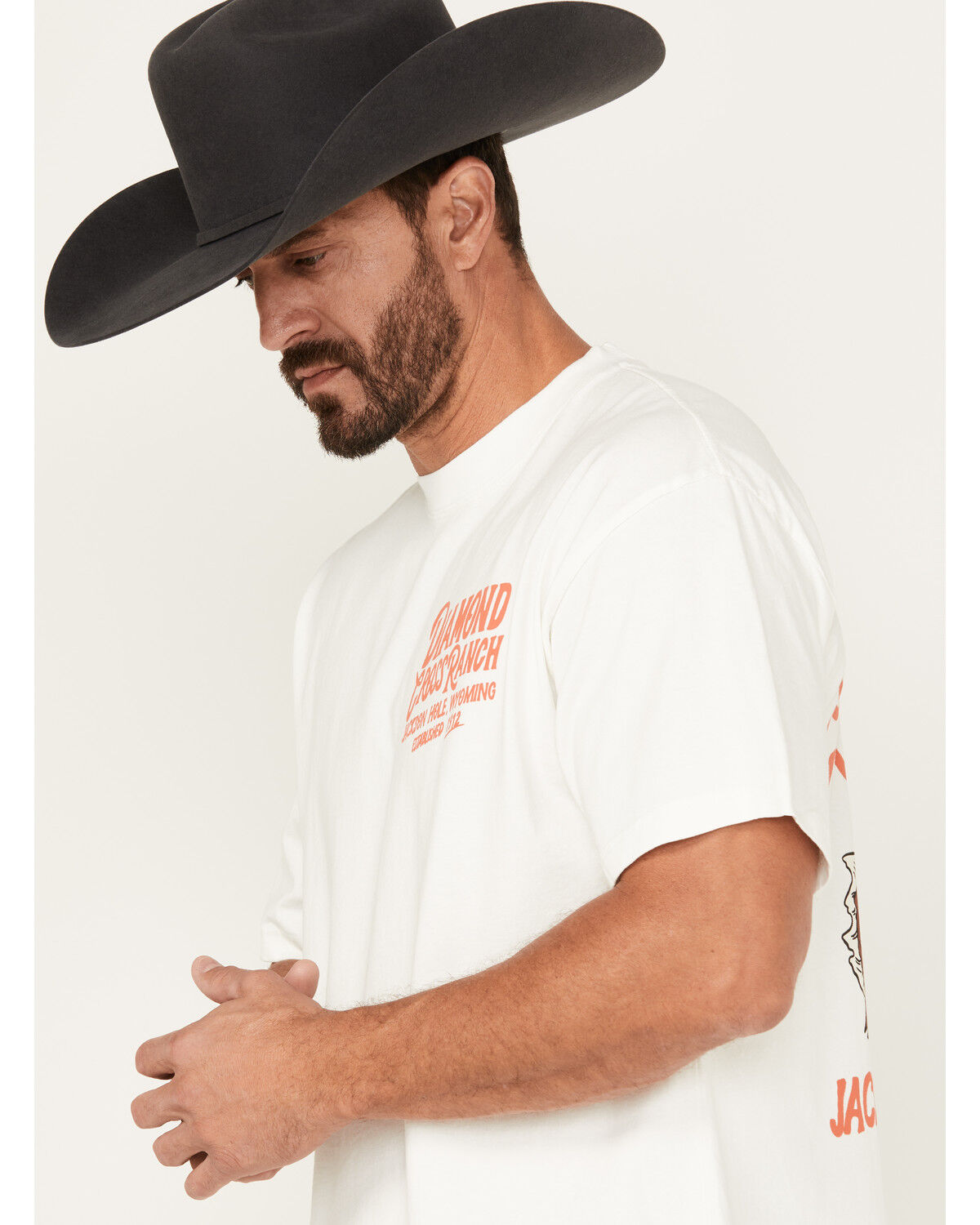 Image #2 - Diamond Cross Ranch Men's Buck Yeah Short Sleeve Graphic T-Shirt, White, hi-res