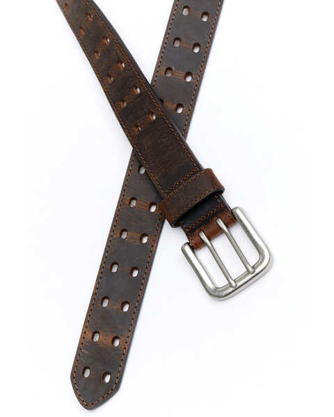 Hawx® Men's Double Perforated Work Belt, Brown, hi-res
