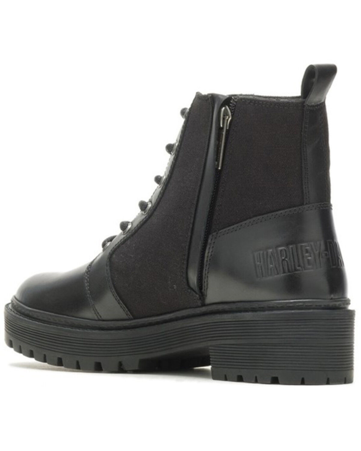 Image #3 - Harley Davidson Women's Valene Canvas 5" Lace-Up Moto Boots - Round Toe, Black, hi-res