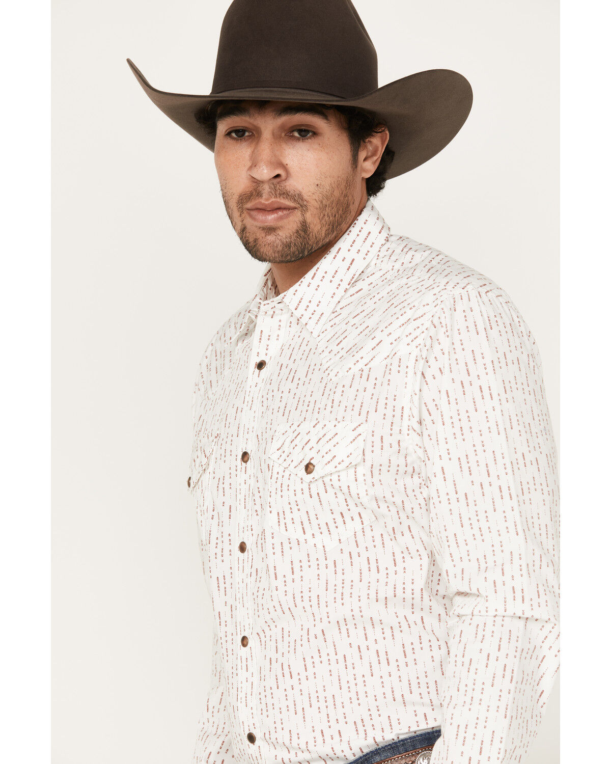 Image #2 - Gibson Men's Grapevine Arrow Geo Print Long Sleeve Snap Western Shirt, Ivory, hi-res