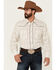 Roper Men's Tan & Cream Windowpaine Buffalo Embroidered Long Sleeve Snap Western Shirt , Brown, hi-res