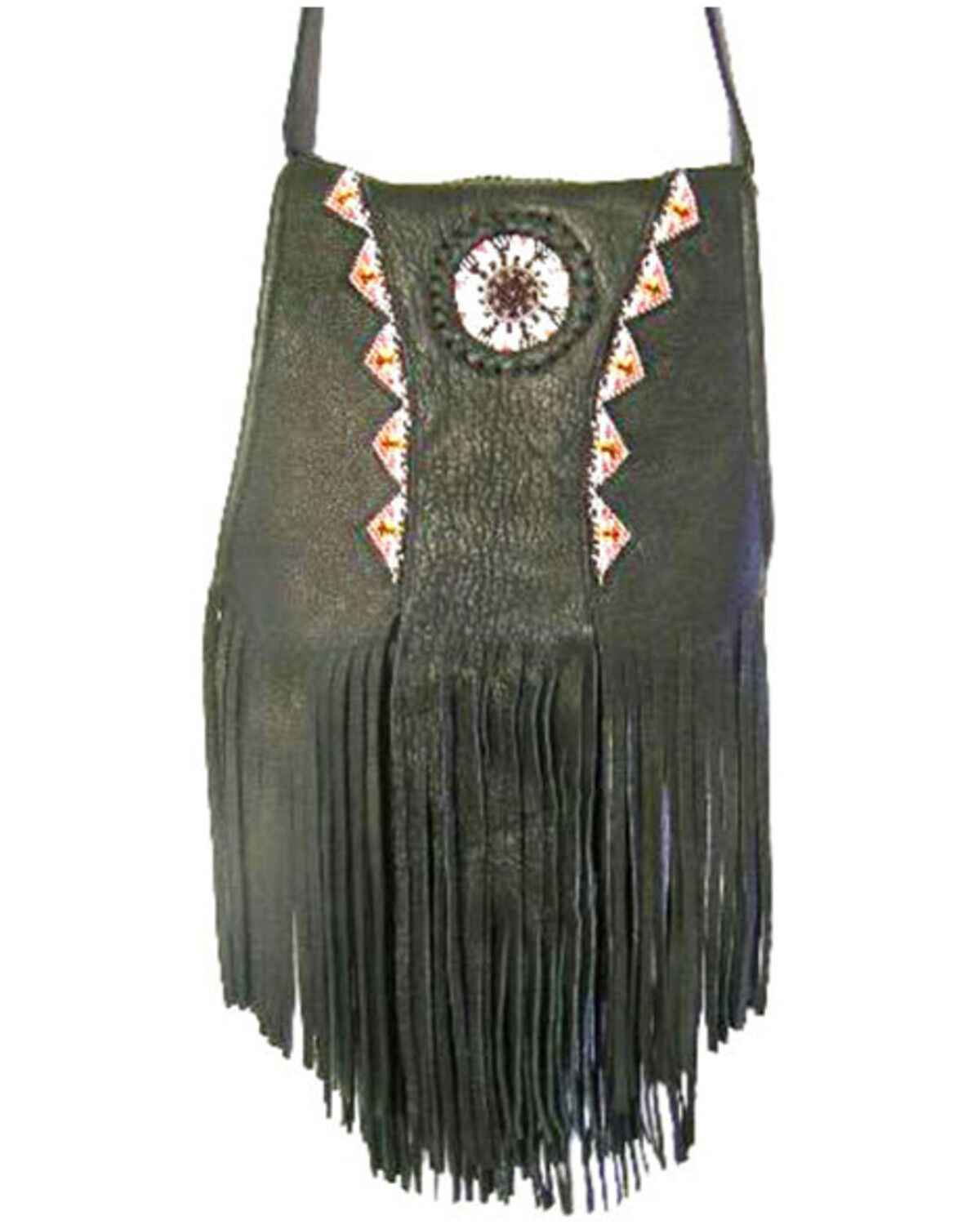 Image #1 - Kobler Leather Women's Black Beaded Crossbody Bag, Black, hi-res