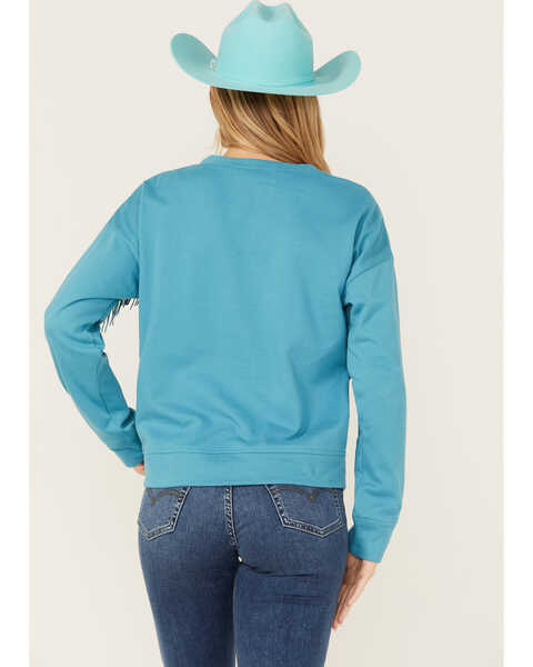 Image #4 - Roper Women's Fringe Fleece Pullover , Turquoise, hi-res