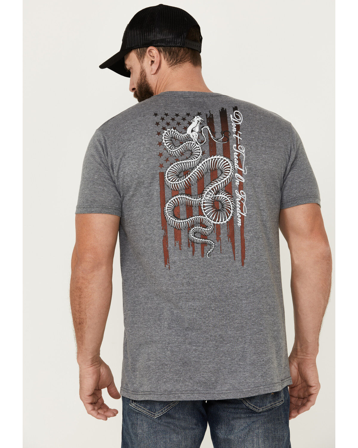 Image #1 - Howitzer Men's Freedom Spine Short Sleeve Graphic T-Shirt, Charcoal, hi-res