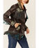 Image #3 - Scully Women's Brown & Turquoise Embroidered Yoke & Fringe Suede Leather Jacket, Brown, hi-res
