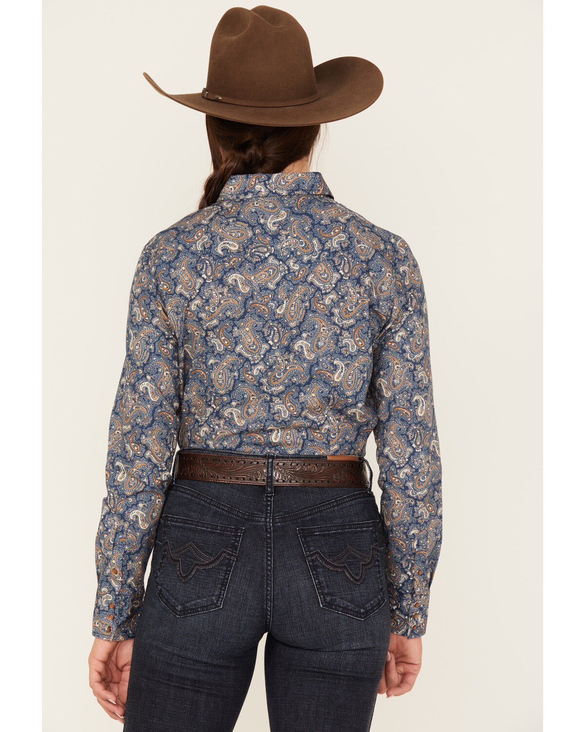 Image #4 - Roper Women's Paisley Print Long Sleeve Snap Western Shirt, Blue, hi-res