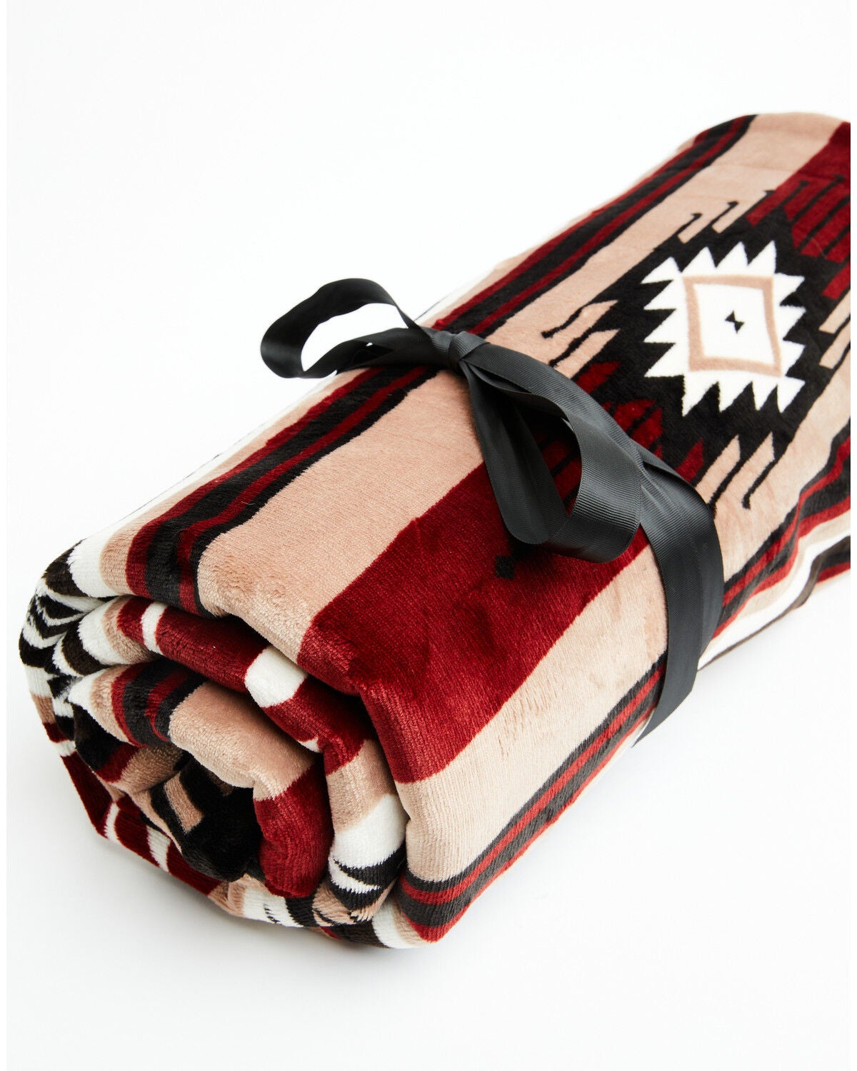 Boot Barn Prescott Southwestern Print Faux Fur Blanket, Red, hi-res