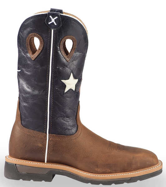 Image #2 - Twisted X Men's Lite Texas Flag Pull On Work Boots - Steel Toe, Brown, hi-res