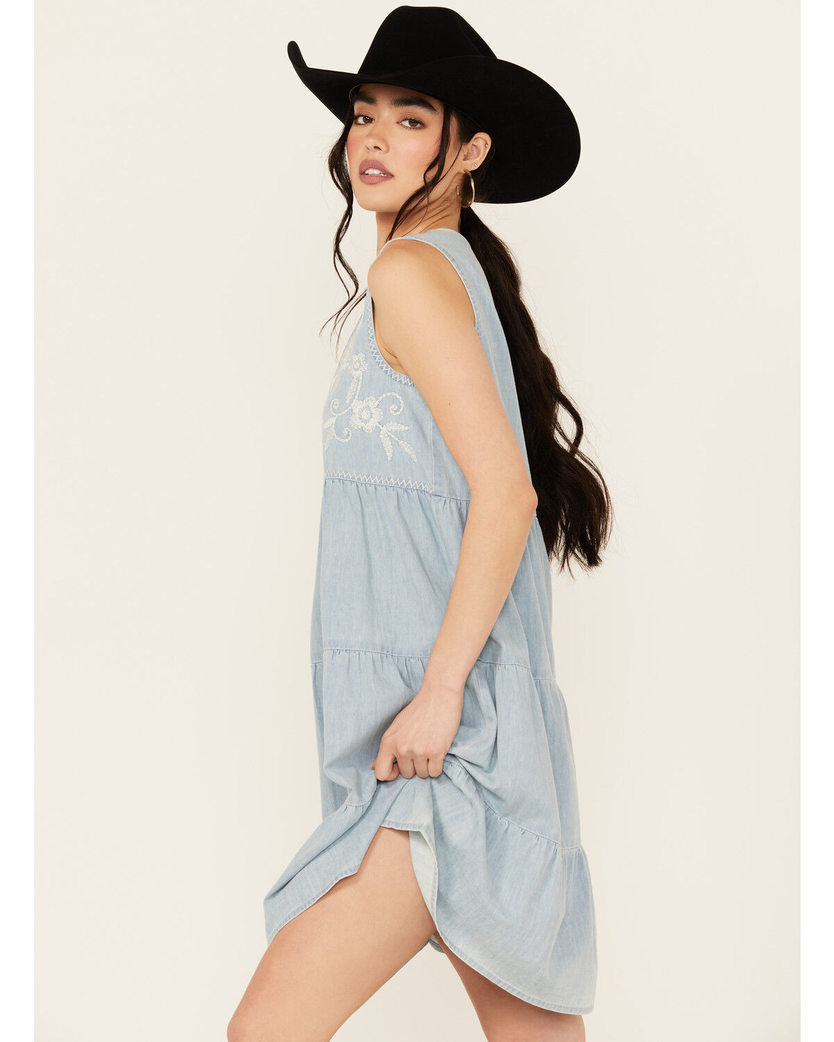 Image #2 - Roper Women's Sleeveless Embroidered Mini Dress, Blue, hi-res
