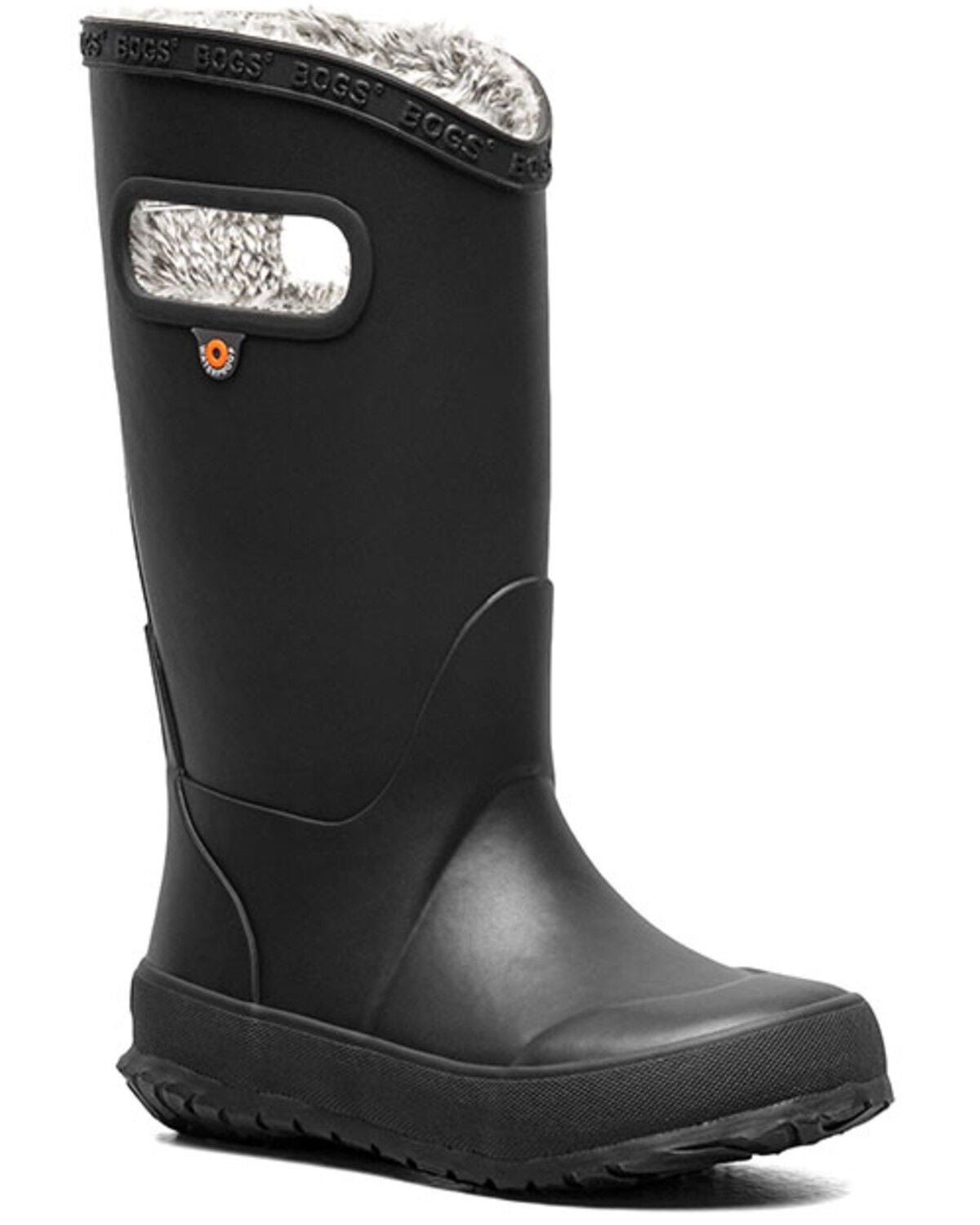 Image #1 - Bogs Boys' Plush Rain Boots - Round Toe, Black, hi-res