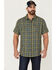 Image #1 - Brothers and Sons Men's Plaid Casual Woven Short Sleeve Button-Down Western Shirt, Olive, hi-res