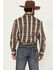 Image #4 - Wrangler Men's Checotah Southwestern Striped Print Long Sleeve Pearl Snap Western Shirt, Brown, hi-res