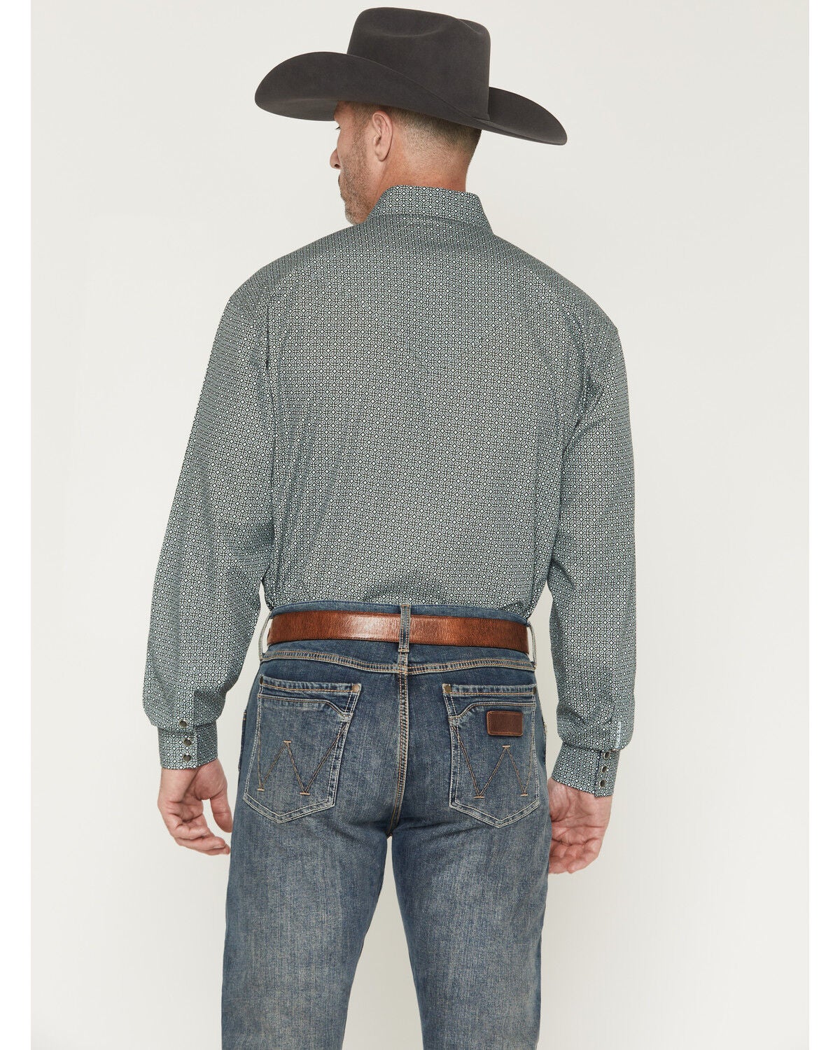Image #4 - Stetson Men's Geo Print Long Sleeve Snap Western Shirt, Green, hi-res