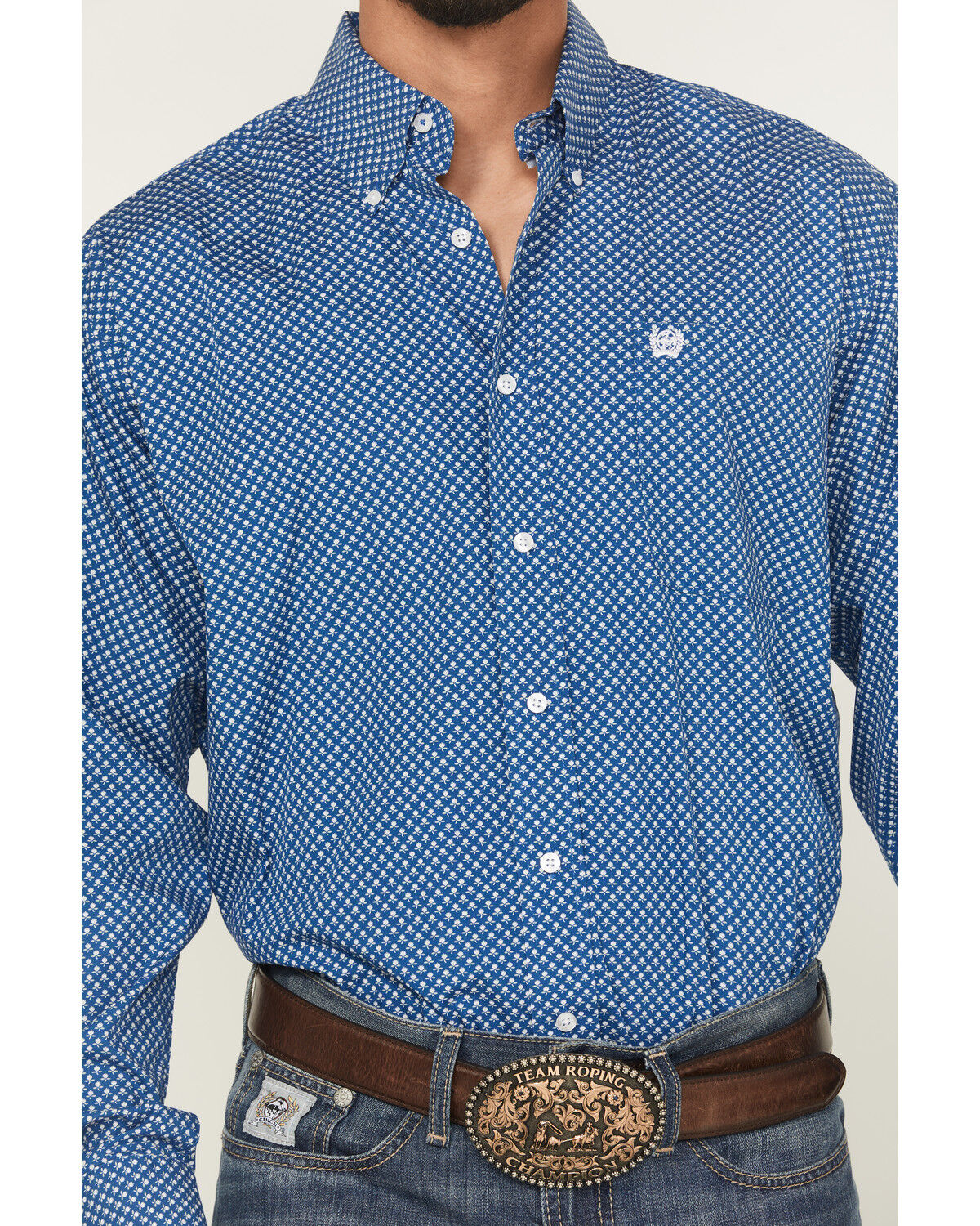 Image #3 - Cinch Men's Floral Print Long Sleeve Button-Down Western Shirt, Blue, hi-res