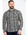 Image #1 - Rock & Roll Denim Men's Plaid Print Long Sleeve Snap Western Shirt, Teal, hi-res