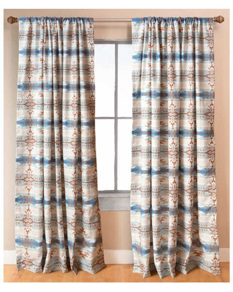 Carstens Home Stack Rock Southwestern Curtain Panel - 2-Piece, Blue, hi-res