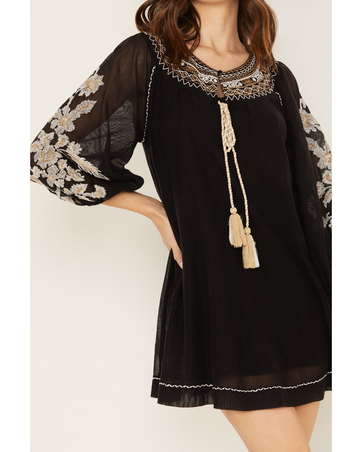 Image #3 - Shyanne Women's Gauze Embroidered Mini Dress, Black, hi-res