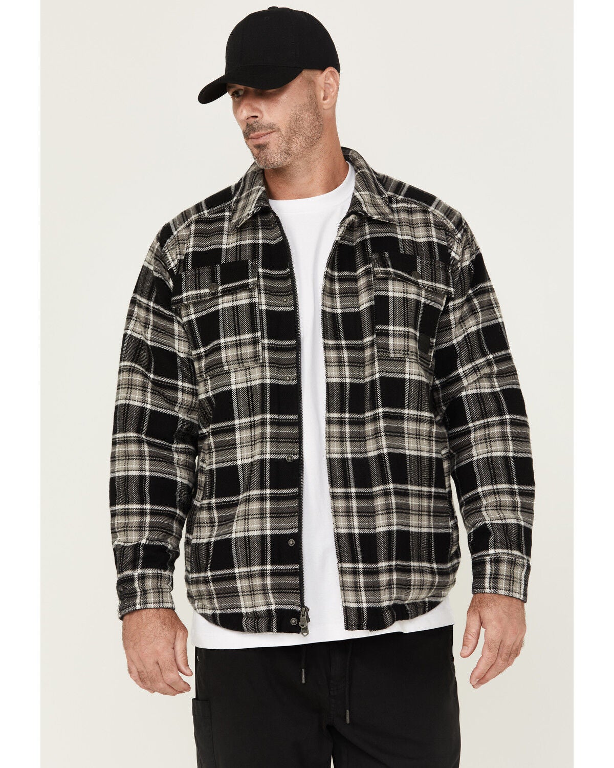Image #1 - Thorogood Men's Merrill Heavyweight Plaid Print Berber Lined Shirt Jacket, Black, hi-res