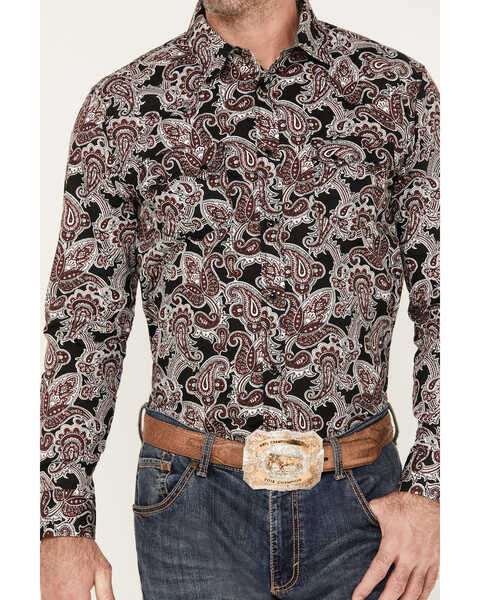 Cody James Men's Johnny Ringo Long Sleeve Snap Western Shirt, Red, hi-res