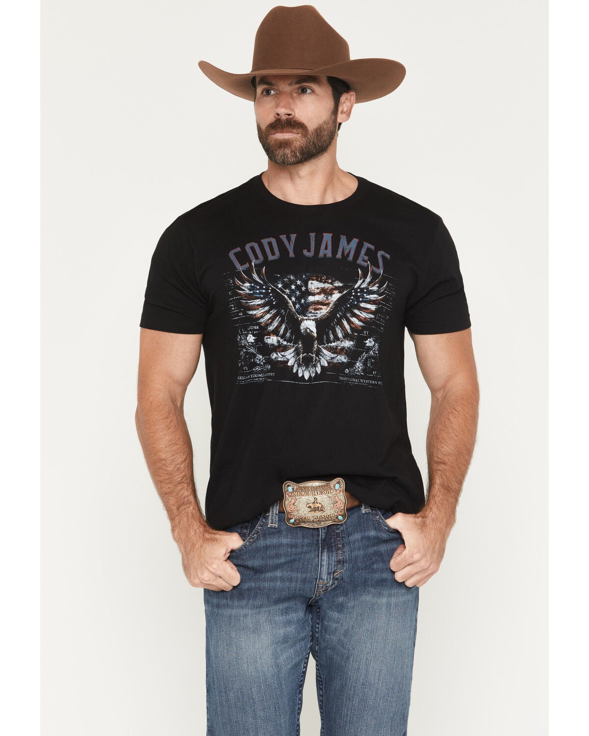Image #1 - Cody James Men's Eagle Patriotic Short Sleeve Graphic T-Shirt, Black, hi-res