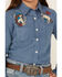 Image #3 - Roper Girls' Western Long Sleeve Button-Down Denim Shirt, Blue, hi-res