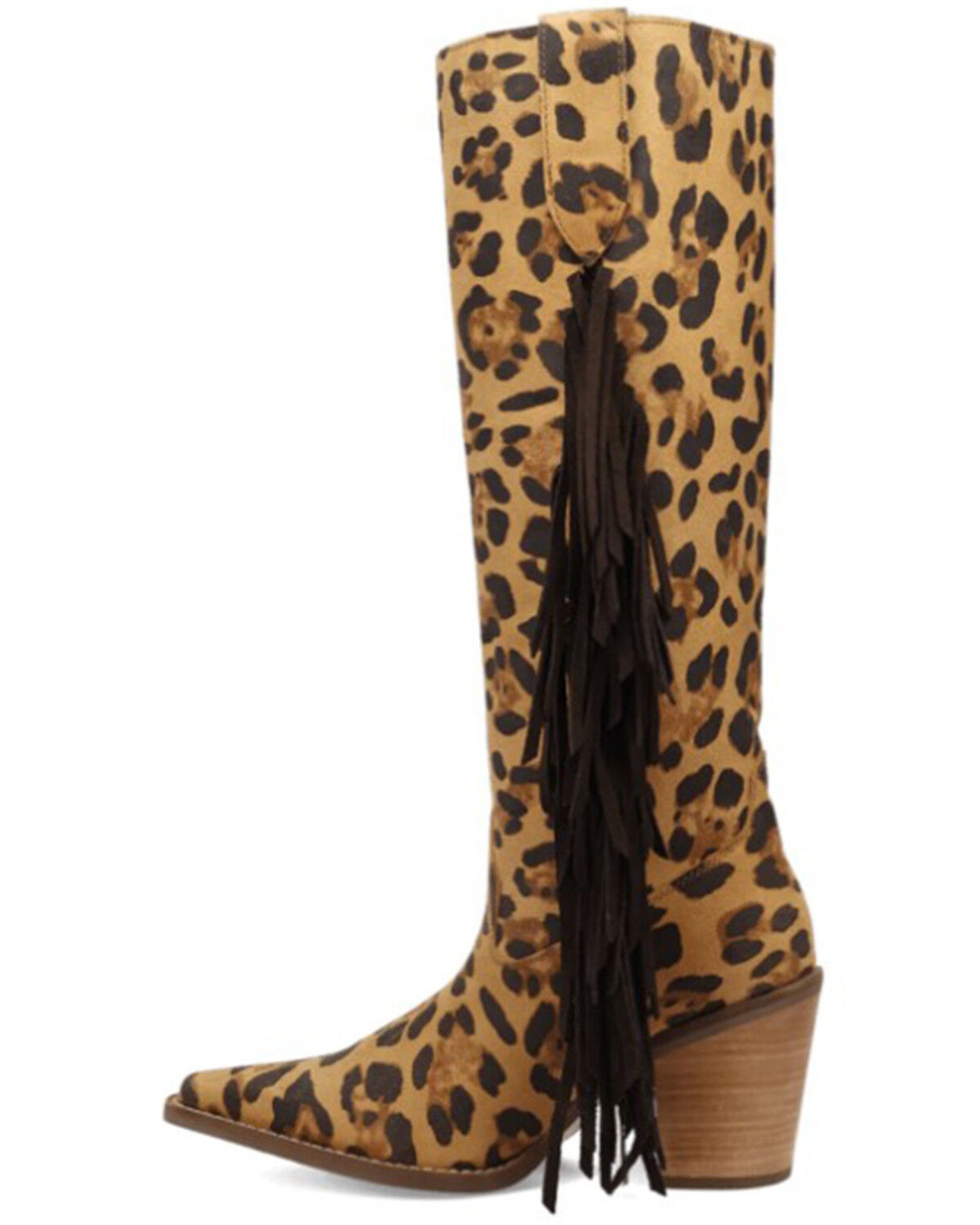 Image #3 - Dingo Women's Twister Suede Fringe Tall Western Boots - Snip Toe, Leopard, hi-res