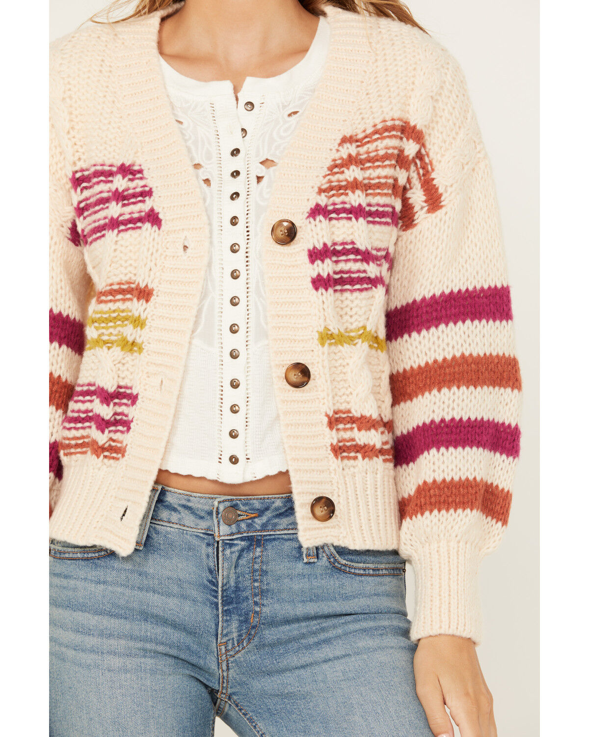 Image #3 - Sadie & Sage Women's Striped Cardigan, Multi, hi-res