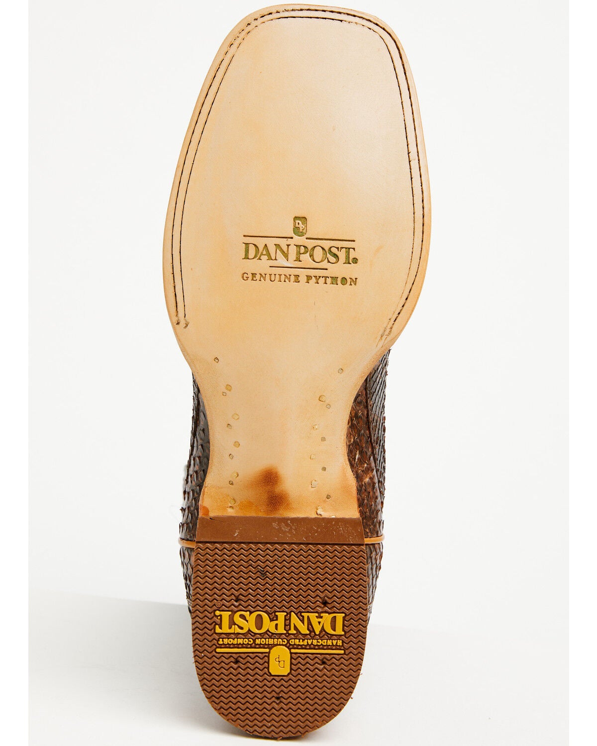 Image #7 - Dan Post Men's Exotic Python Belly Western Boots - Broad Square Toe, Brown, hi-res