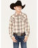 Image #1 - Cody James Boys' Plaid Print Long Sleeve Western Snap Flannel Shirt, Cream, hi-res