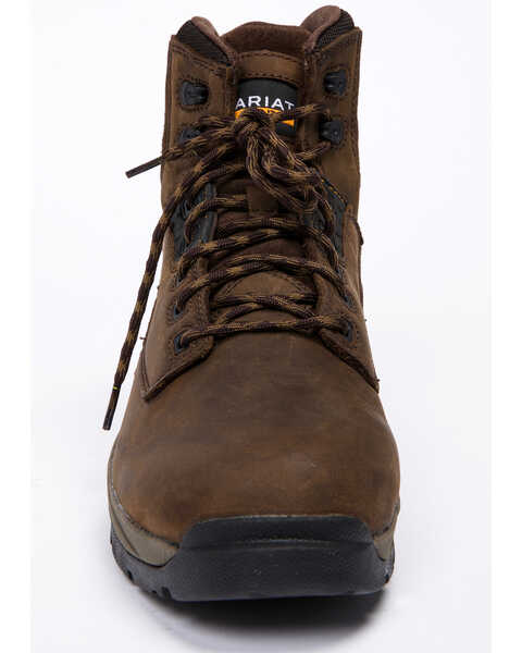 Ariat Men's Mastergrip 6" Waterproof Work Boots - Soft Toe, Brown, hi-res
