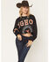 Image #1 - Gameday Women's UT Split Long Sleeve Cropped Graphic Tee, Black, hi-res