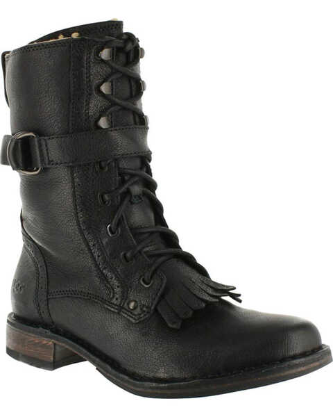 Image #1 - UGG Women's Jenna Military Boots - Round Toe , Black, hi-res