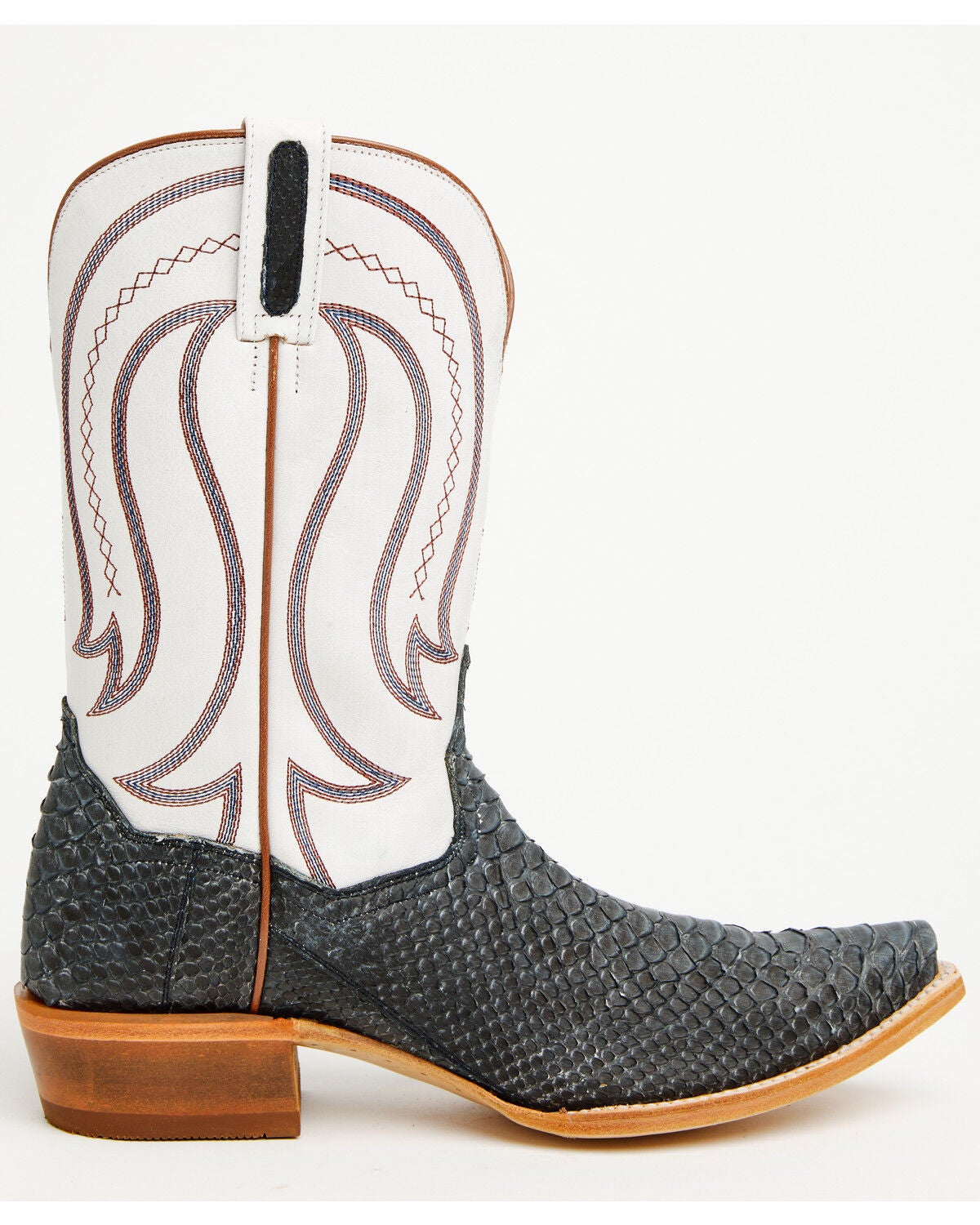 Image #2 - Dan Post Men's Exotic Python Belly Western Boots - Snip Toe, Blue, hi-res