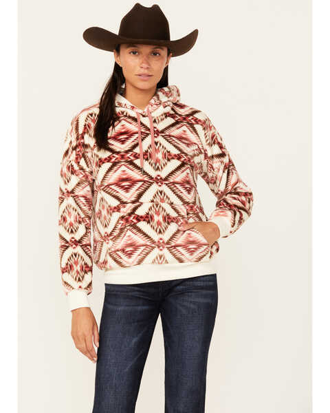 Image #1 - Shyanne Women's Southwestern Print Micro Fleece Hoodie, Cream, hi-res