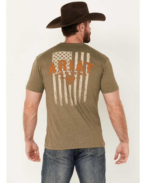 Ariat Men's Vertical Flag Short Sleeve Graphic T-Shirt, Olive, hi-res