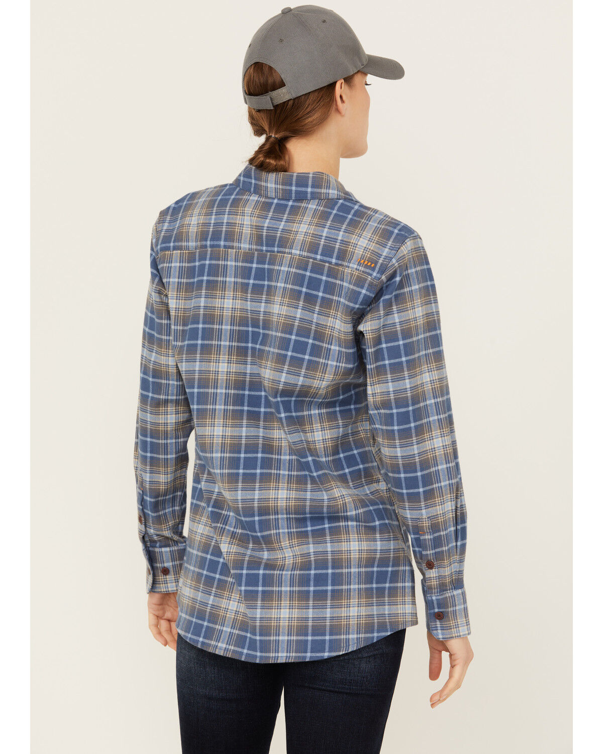 Image #4 - Ariat Women's Rebar Flannel DuraStretch Long Sleeve Button-Down Work Shirt, Navy, hi-res