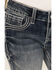 Image #4 - Grace In LA Girls' Dark Wash Fleur De Lis Bootcut Stretch Denim Jeans, Blue, hi-res