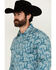 Image #2 - Rock & Roll Denim Men's Cactus Desert Print Long Sleeve Pearl Snap Stretch Western Shirt, Blue, hi-res