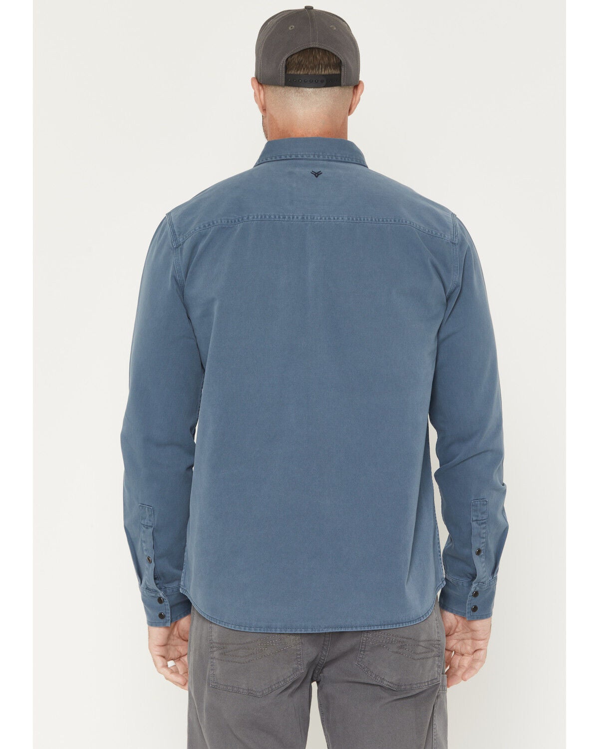 Image #4 - Hawx Men's Burr Solid Long Sleeve Snap Woven Work Shirt, Indigo, hi-res