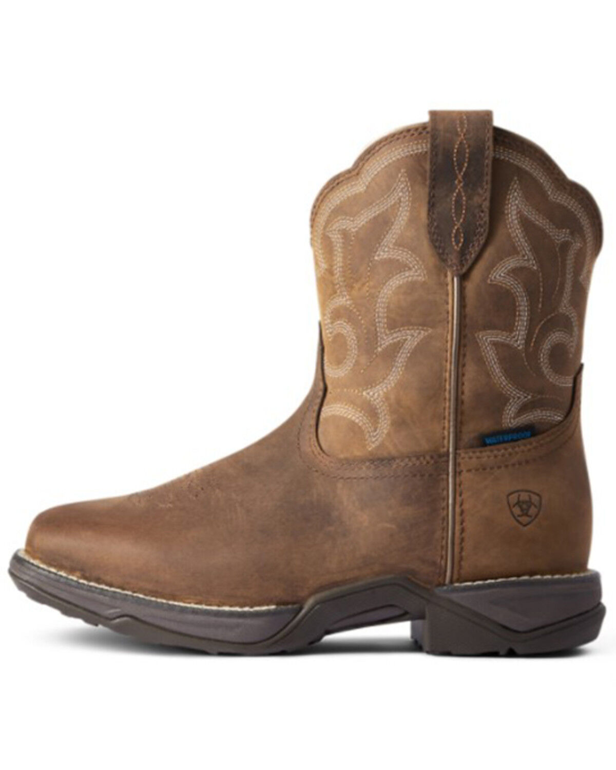 Image #2 - Ariat Women's Distressed Brown Anthem Shortie II H20 Full-Grain Western Boot - Square Toe, Brown, hi-res