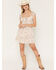 Image #1 - Ash & Violet Women's Floral Horseshoe Print Sleeveless Mini Dress, Brown, hi-res