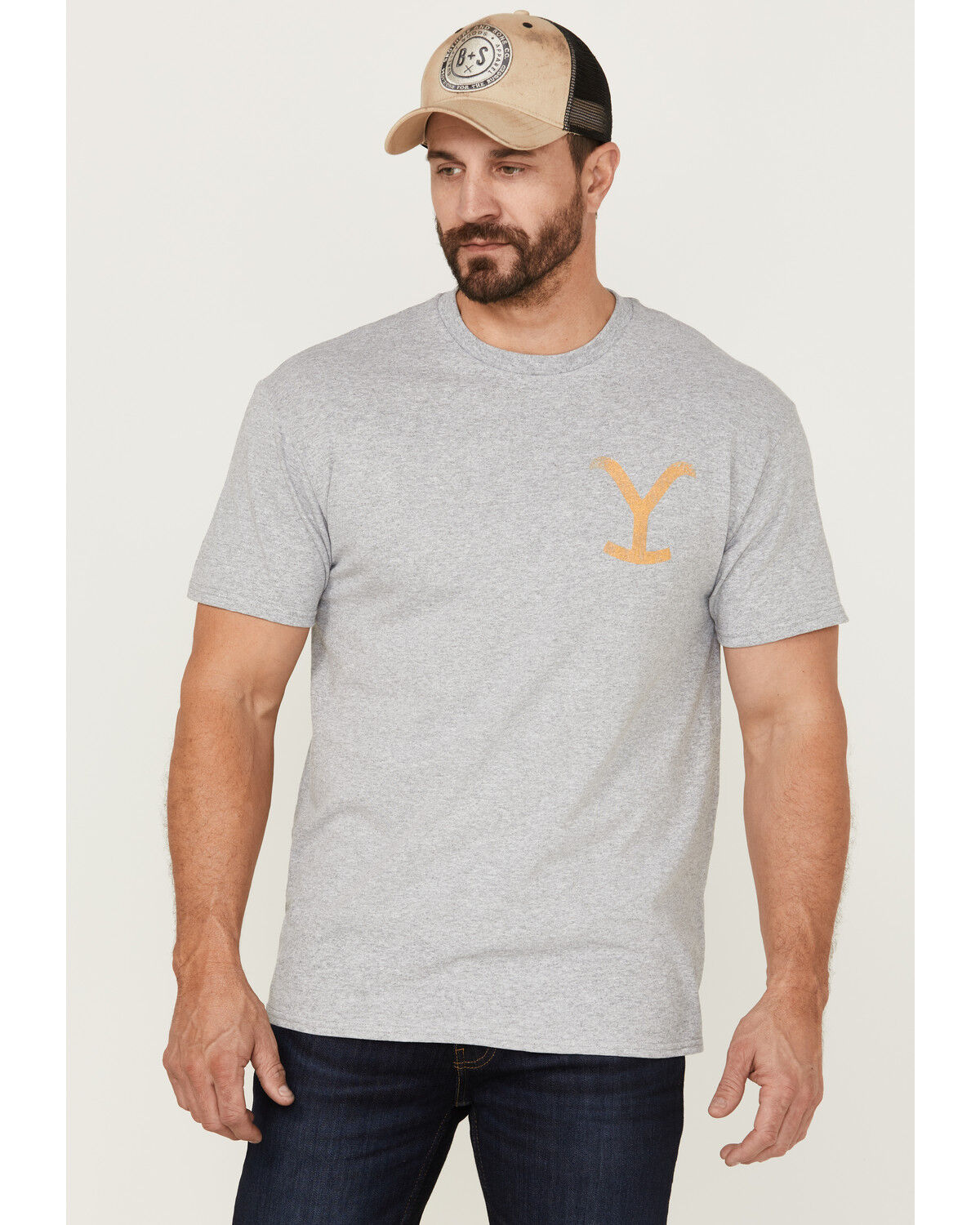 Image #1 - Paramount Network's Yellowstone Men's For The Brand Silhouette Graphic T-Shirt, Grey, hi-res