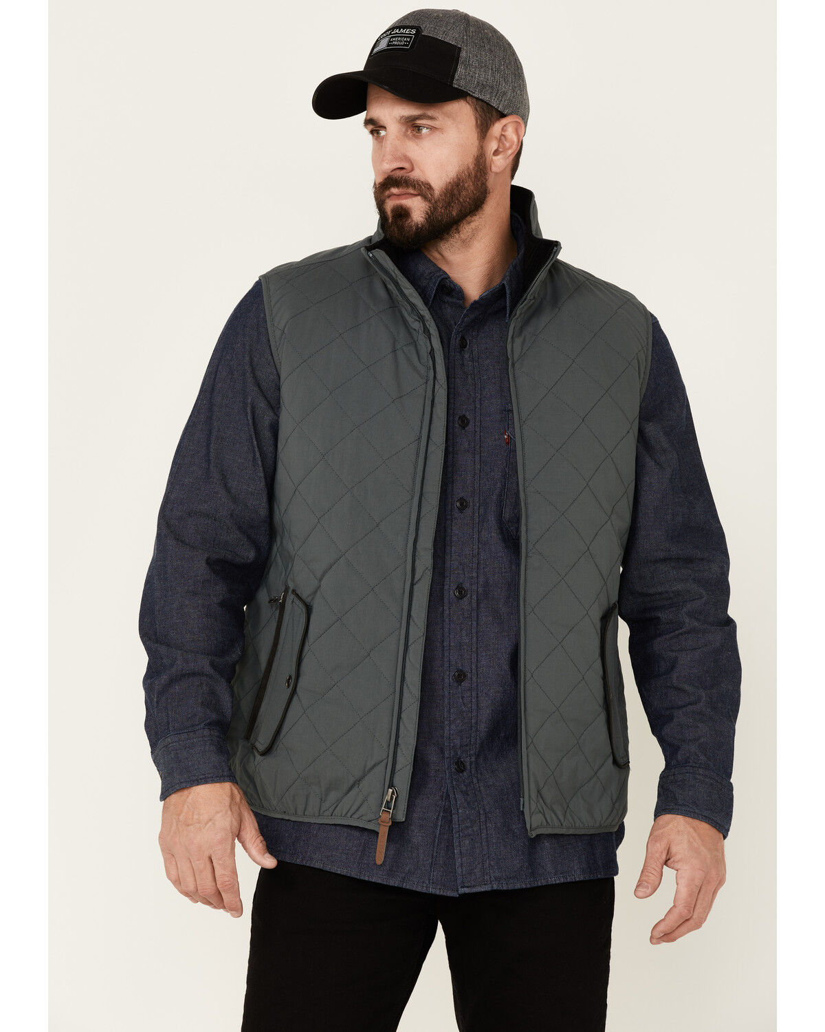 Image #1 - Dakota Grizzly Men's Slate Nolan Zip-Front Quilted Vest, Grey, hi-res