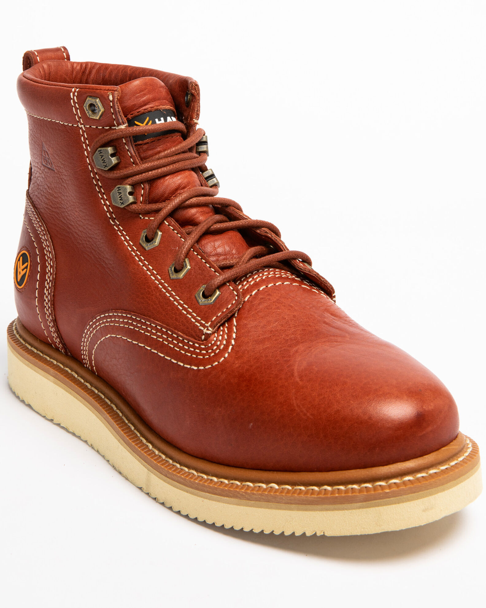 Image #1 - Hawx Men's 6" Grade Work Boots - Soft Toe, Red, hi-res