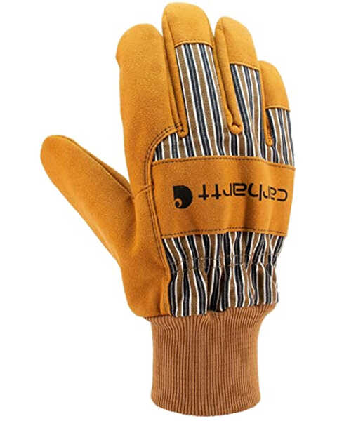 Carhartt Men's Suede Knit Cuff Gloves, Brown, hi-res