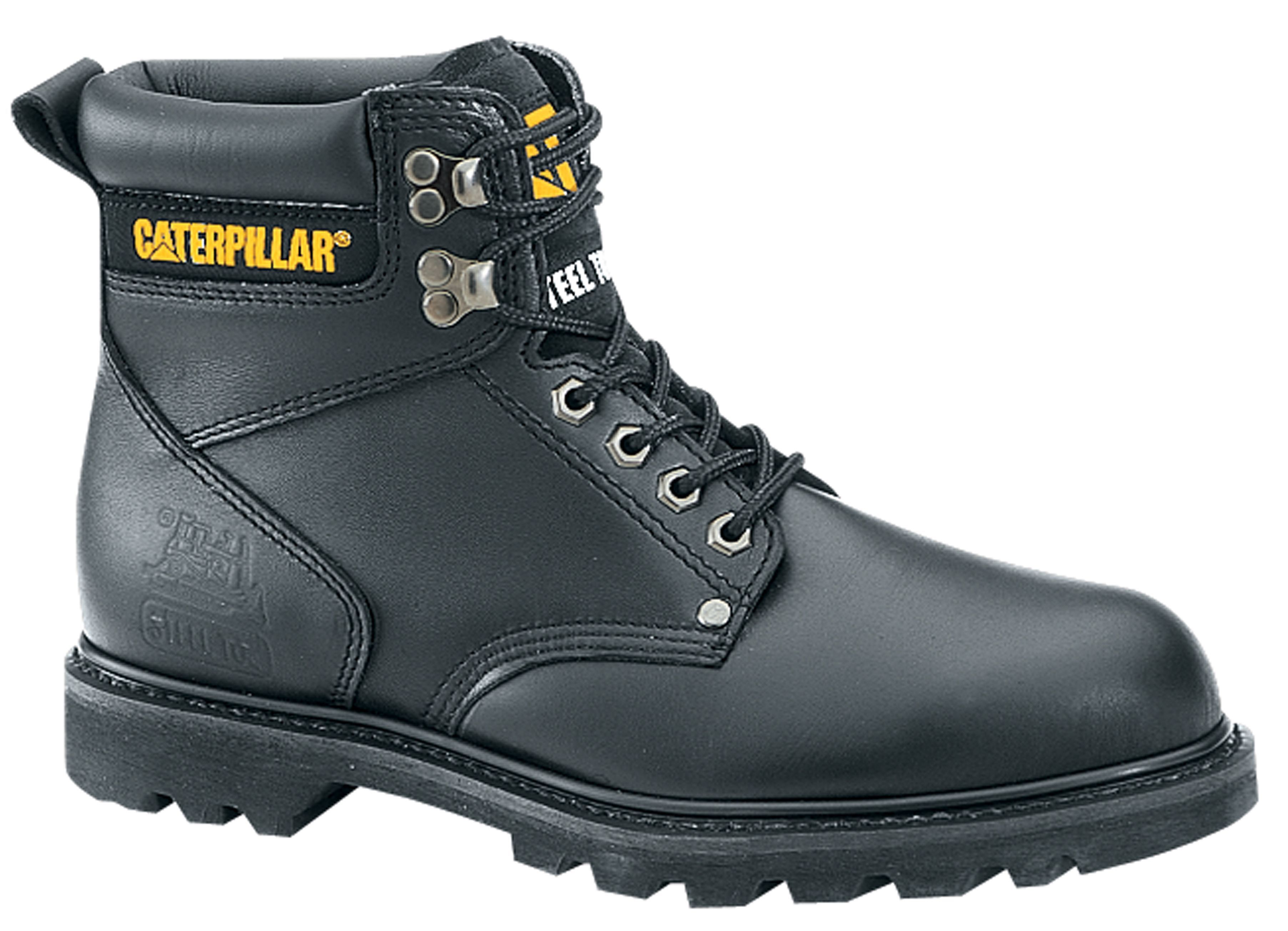 CAT Men's 6" Second Shift Lace-Up Work Boots - Steel Toe, Black, hi-res