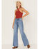 Image #1 - Wrangler Women's Light Wash Bonnie Loose Flare Wide Jeans, Blue, hi-res